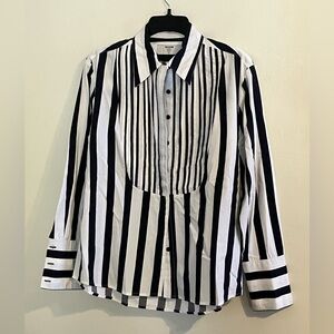 ONE TEASPOON tuxedo stripe cotton shirt sz S